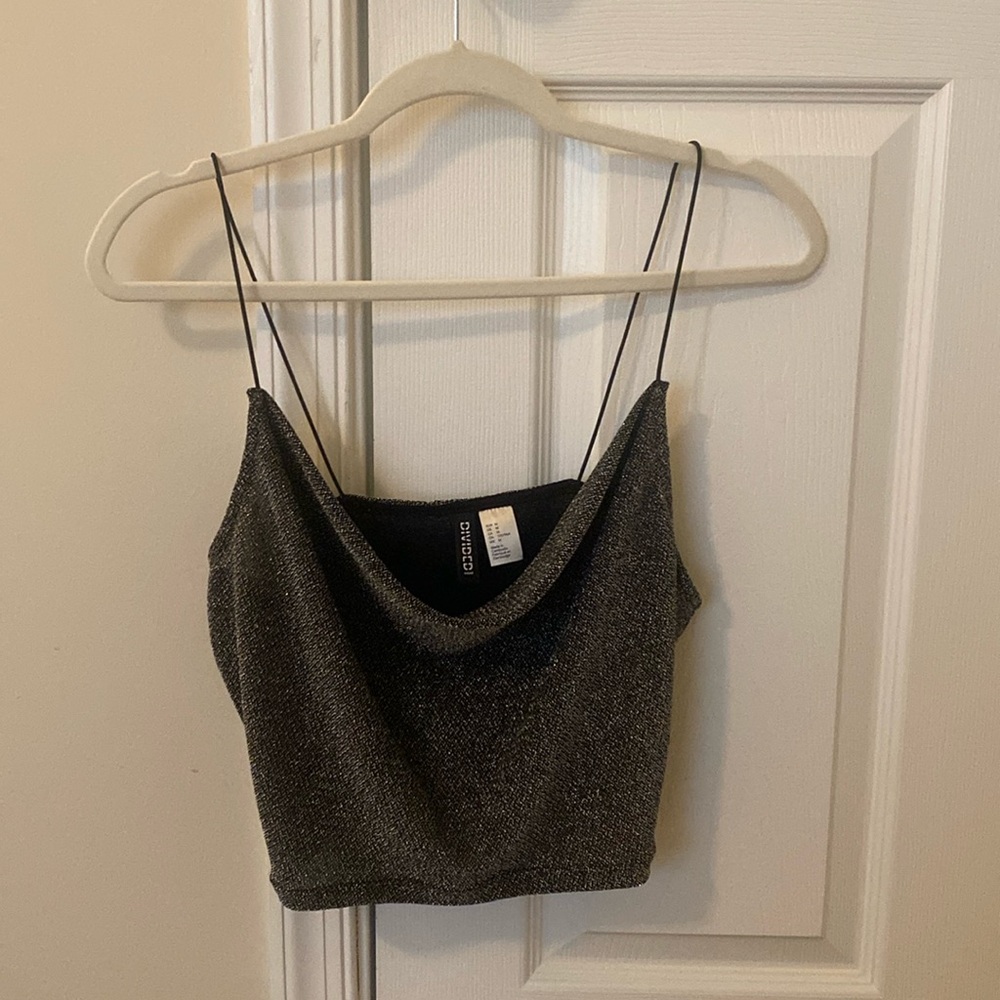 Sparkly, black and gray crop top